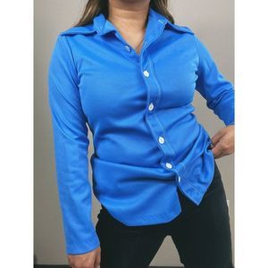 Vintage 70s NPC Fashions blur button front long sleeve shirt